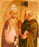 Папа Либериус (или, возможно, Григорий) и Св. Матфей. Мазаччо, Мазолино